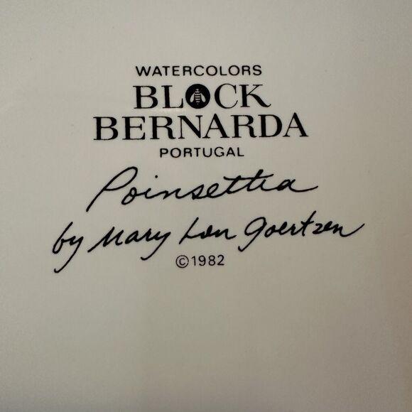 Block Bernarda Watercolors Red Poinsettia, Cake Plate, Goertzen, Serving platter - Picture 3 of 11